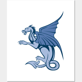 Blue dragon with wings graphic Posters and Art